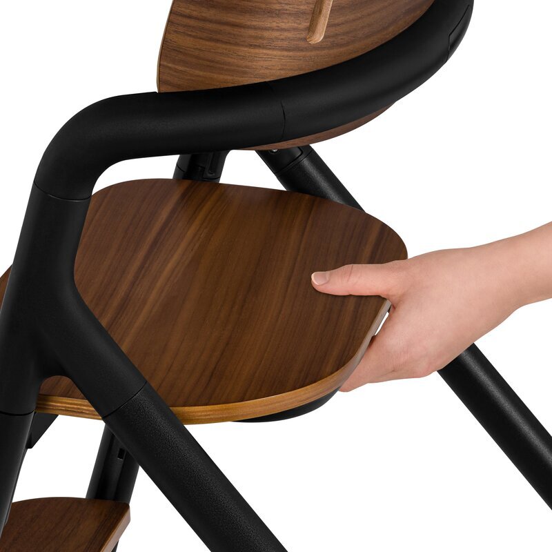 Lionelo Scaun de masa multifunctional Celia din lemn de fag 6 luni- adult reglabil pe inaltime husa impermeabila tavita silicon suport de picioare reglabil greutate maxima 90 Kg Negru
