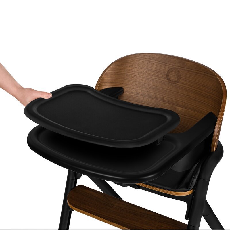 Lionelo Scaun de masa multifunctional Celia din lemn de fag 6 luni- adult reglabil pe inaltime husa impermeabila tavita silicon suport de picioare reglabil greutate maxima 90 Kg Negru