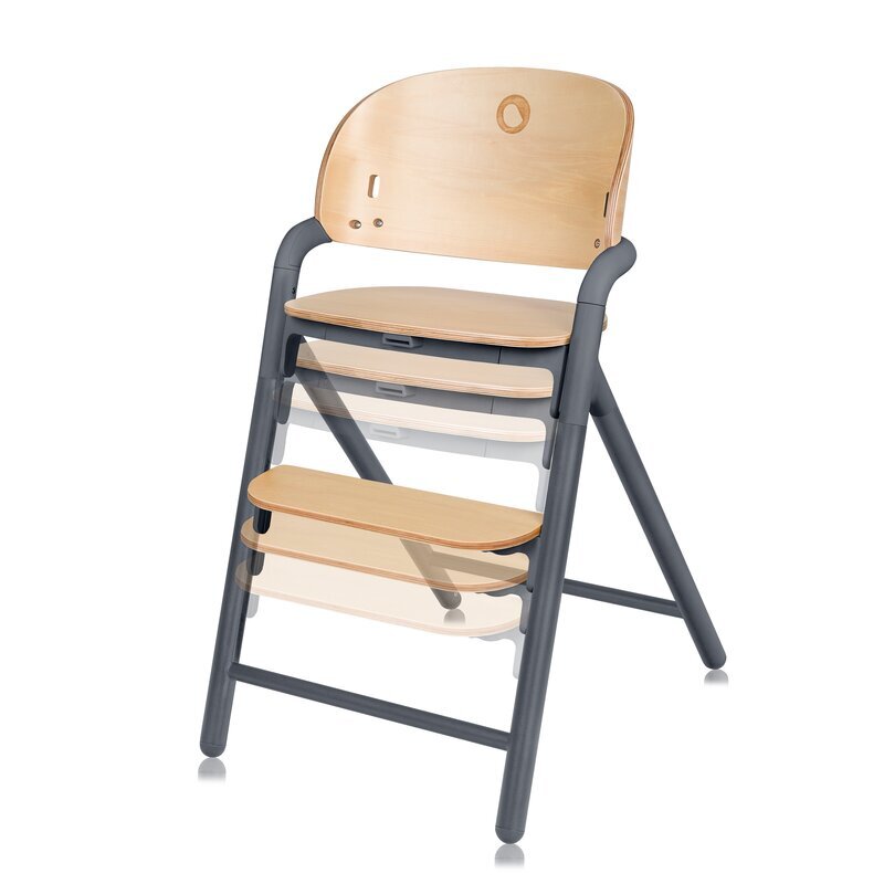 Lionelo Scaun de masa multifunctional Celia din lemn de fag 6 luni- adult reglabil pe inaltime spatar lat sezut ergonomic tavita silicon suport de picioare reglabil greutate maxima 90 Kg Gri