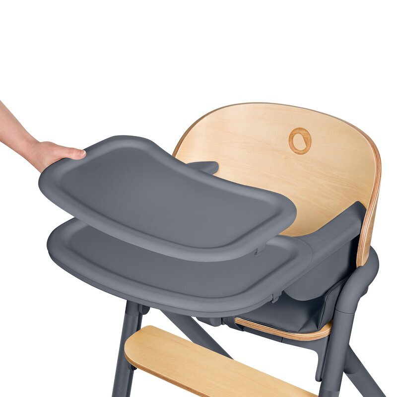 Lionelo Scaun de masa multifunctional Celia din lemn de fag 6 luni- adult reglabil pe inaltime spatar lat sezut ergonomic tavita silicon suport de picioare reglabil greutate maxima 90 Kg Gri
