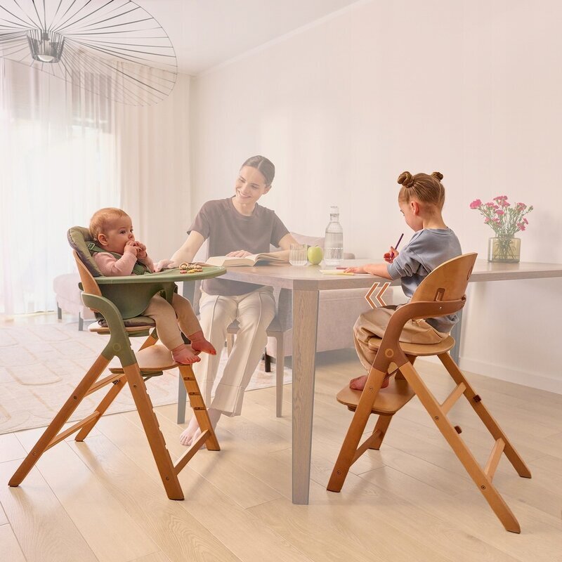 Lionelo Scaun de masa multifunctional Megan din lemn de fag 6 luni- adult reglabil pe inaltime husa impermeabila tavita silicon suport de picioare reglabil greutate maxima 110 Kg AlbNatur