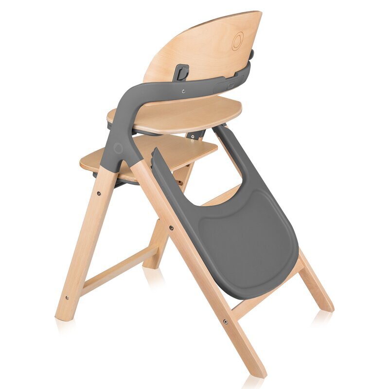 Lionelo Scaun de masa multifunctional Megan din lemn de fag 6 luni- adult reglabil pe inaltime husa impermeabila tavita silicon suport de picioare reglabil greutate maxima 110 Kg Gri