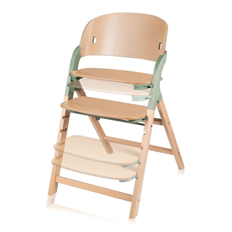 Lionelo Scaun de masa multifunctional Megan din lemn de fag 6 luni- adult reglabil pe inaltime husa impermeabila tavita silicon suport de picioare reglabil greutate maxima 110 Kg Verde