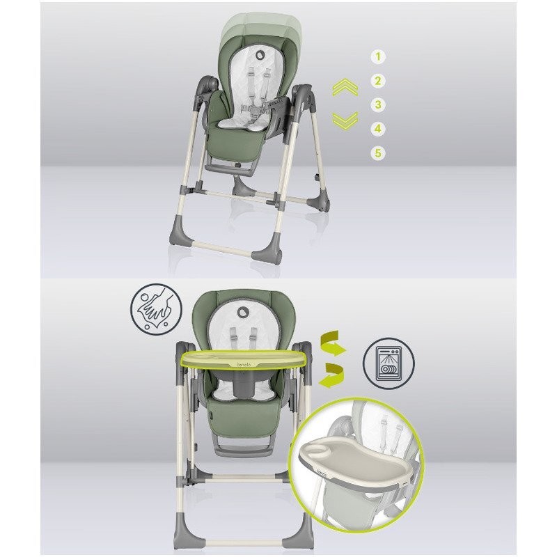 Lionelo Scaun de masa si balansoar 2 in 1 Laurice transformabil 0 luni+ Verde