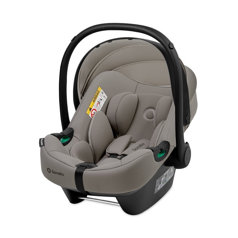 Lionelo Scoica auto i-Size Astrid Taupe 0-13 kg 40-87 cm cu salteluta testat ADAC conform cu standardul european de securitate R129