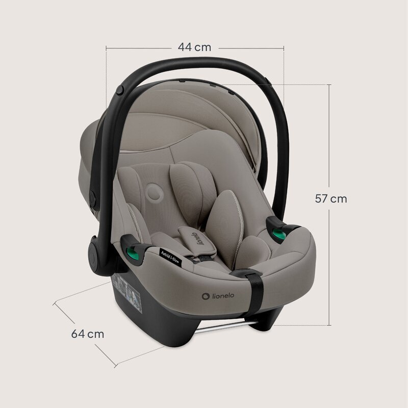 Lionelo Scoica auto i-Size Astrid Taupe 0-13 kg 40-87 cm cu salteluta testat ADAC conform cu standardul european de securitate R129
