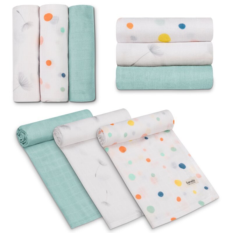 Lionelo Set 3 museline Dot din bambus 70x70 cm Multicolor