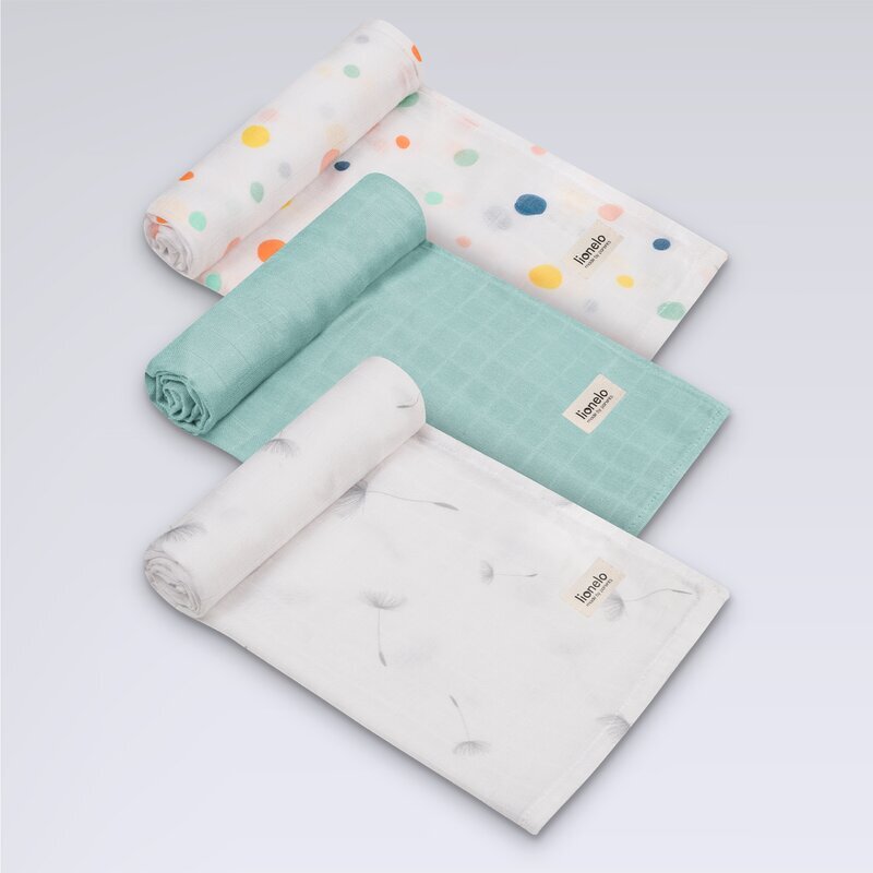 Lionelo Set 3 museline Dot din bambus 70x70 cm Multicolor