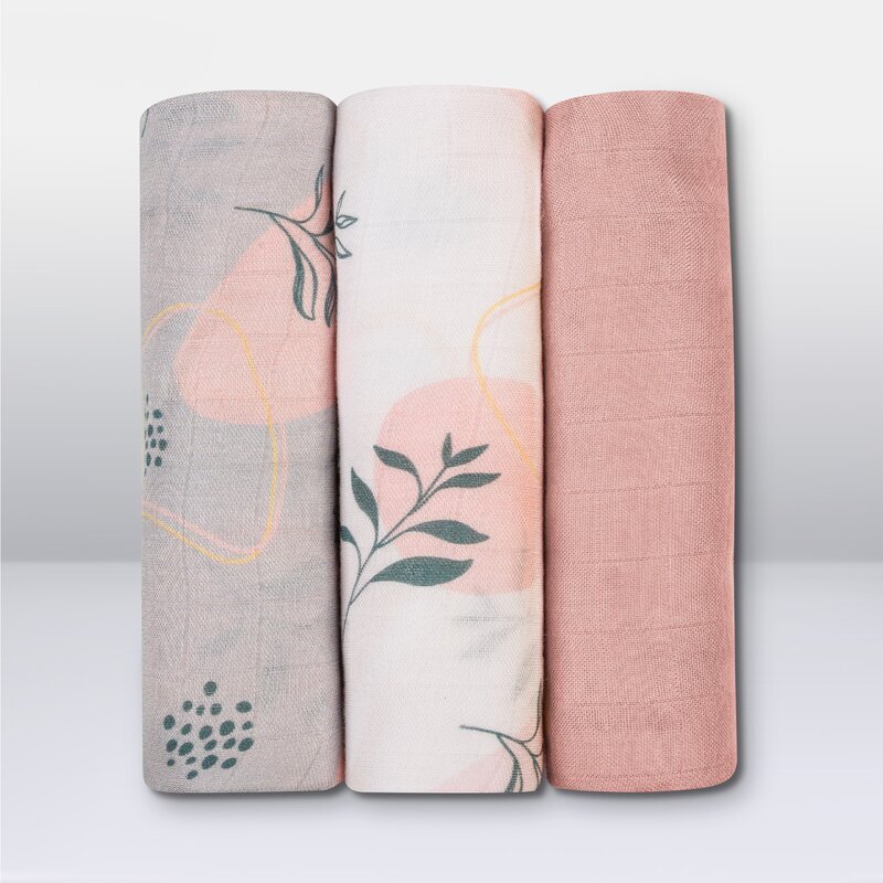 Lionelo Set 3 museline Leaf din bambus 70x70 cm Multicolor