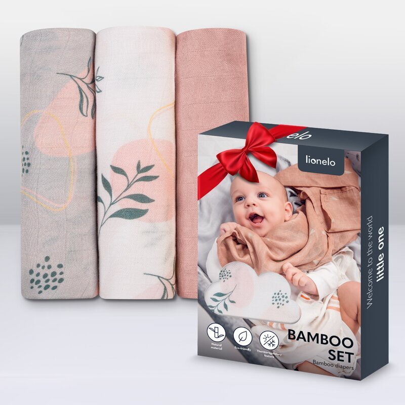 Lionelo Set 3 museline Leaf din bambus 70x70 cm Multicolor