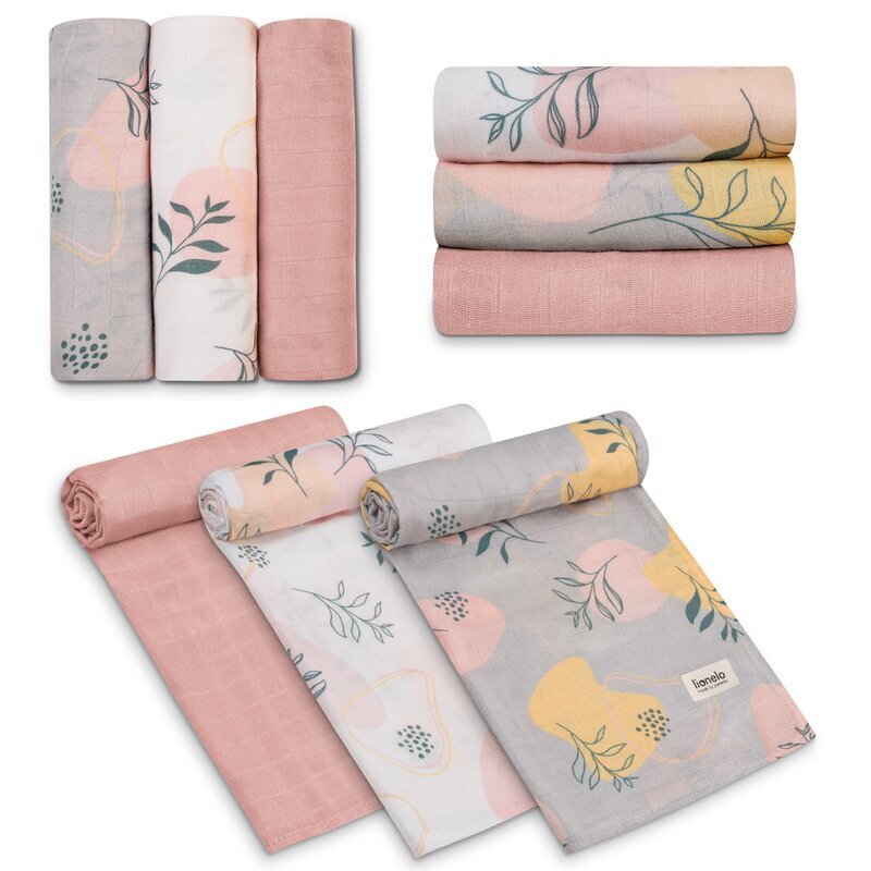 Lionelo Set 3 museline Leaf din bambus 70x70 cm Multicolor