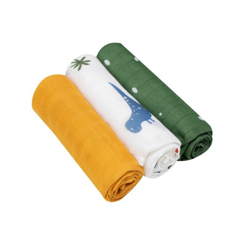 Lionelo Set 3 scutece multifunctionale Dino din bambus 70x70 cm multicolor