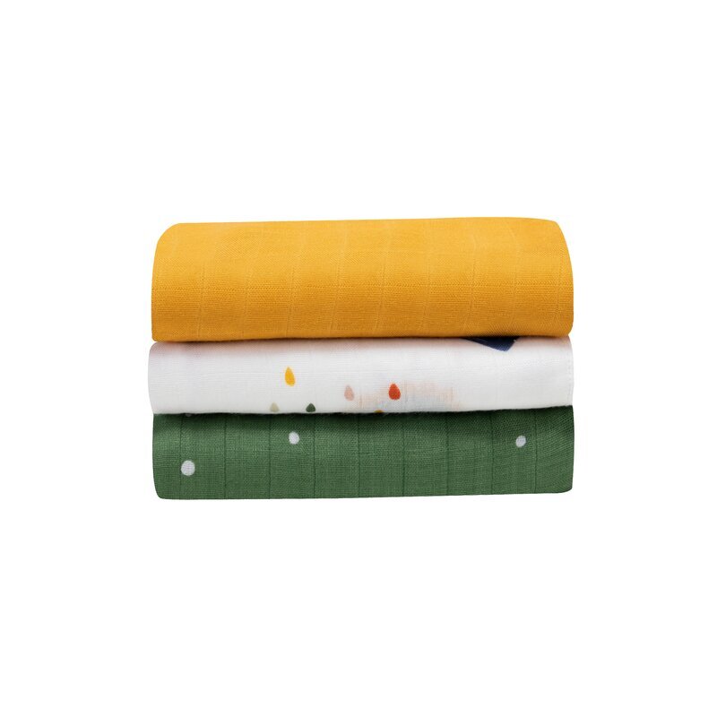 Lionelo Set 3 scutece multifunctionale Dino din bambus 70x70 cm multicolor