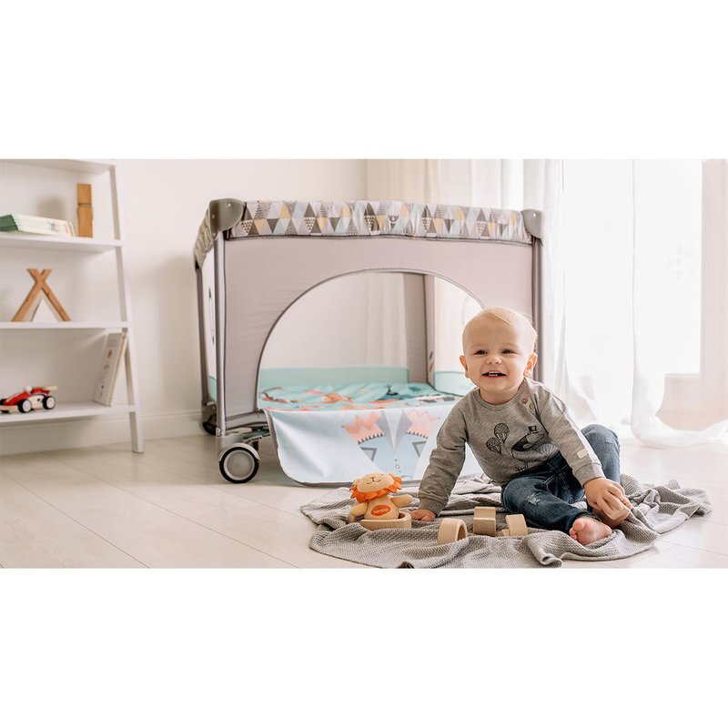 Lionelo Tarc de joaca Lene cu roti 100 x 100 cm Grey Scandi