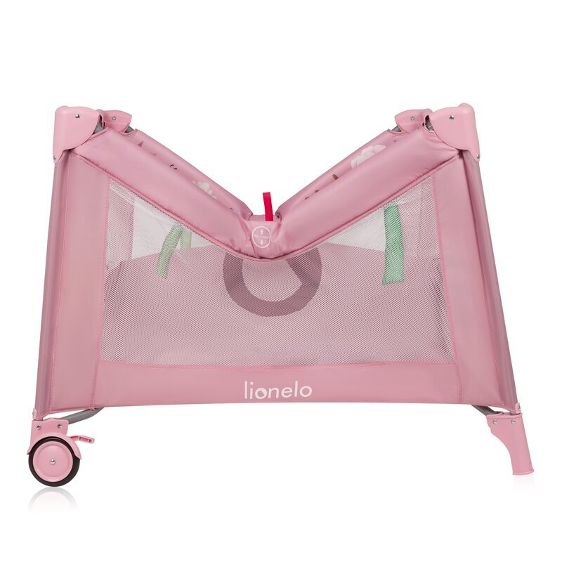 Lionelo Tarc de joaca Mille Plus Roz pliabil include saltea 4 jucarii cu velcro manere textile 100x100x77 cm
