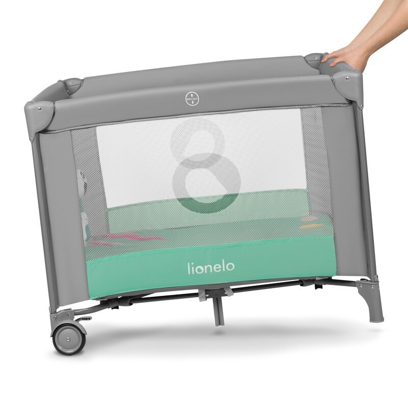 Lionelo Tarc de joaca pliabil cu roti si inchidere laterala verde