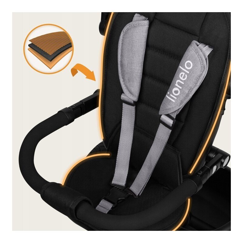Lionelo Tricicleta pentru copii Berry Gri 2 in 1 multifunctionala rotire 360 grade functie de roata libera utilizare pana la 5 ani constructie din otel conform cu standardul EN71
