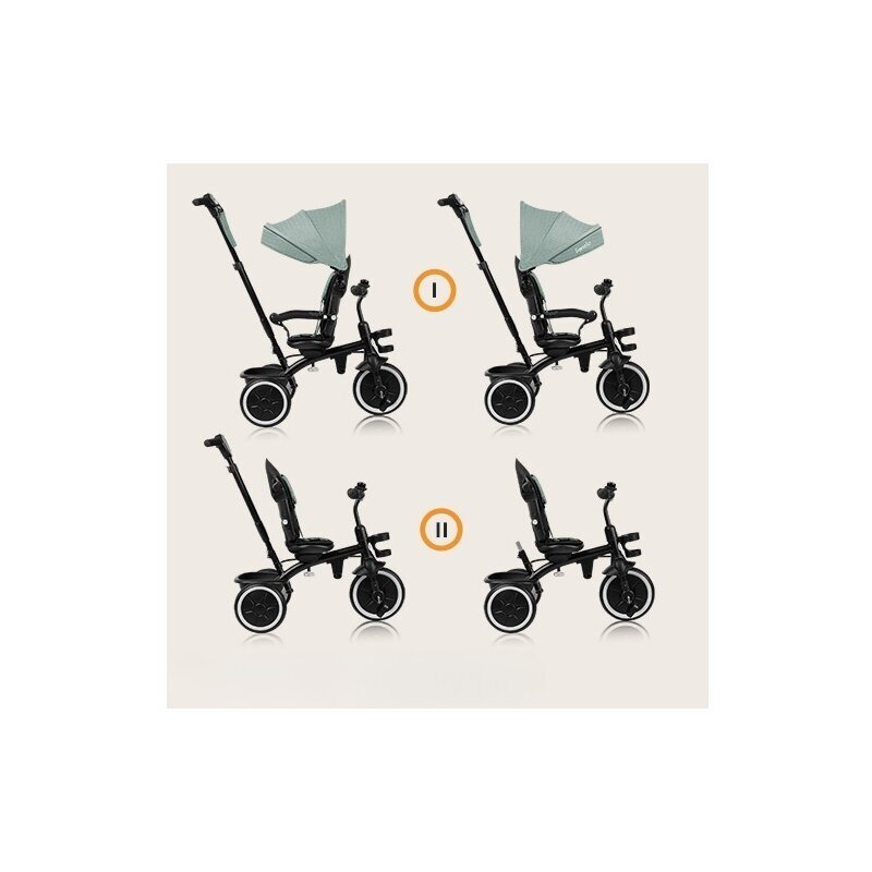 Lionelo Tricicleta pentru copii Berry Gri 2 in 1 multifunctionala rotire 360 grade functie de roata libera utilizare pana la 5 ani constructie din otel conform cu standardul EN71