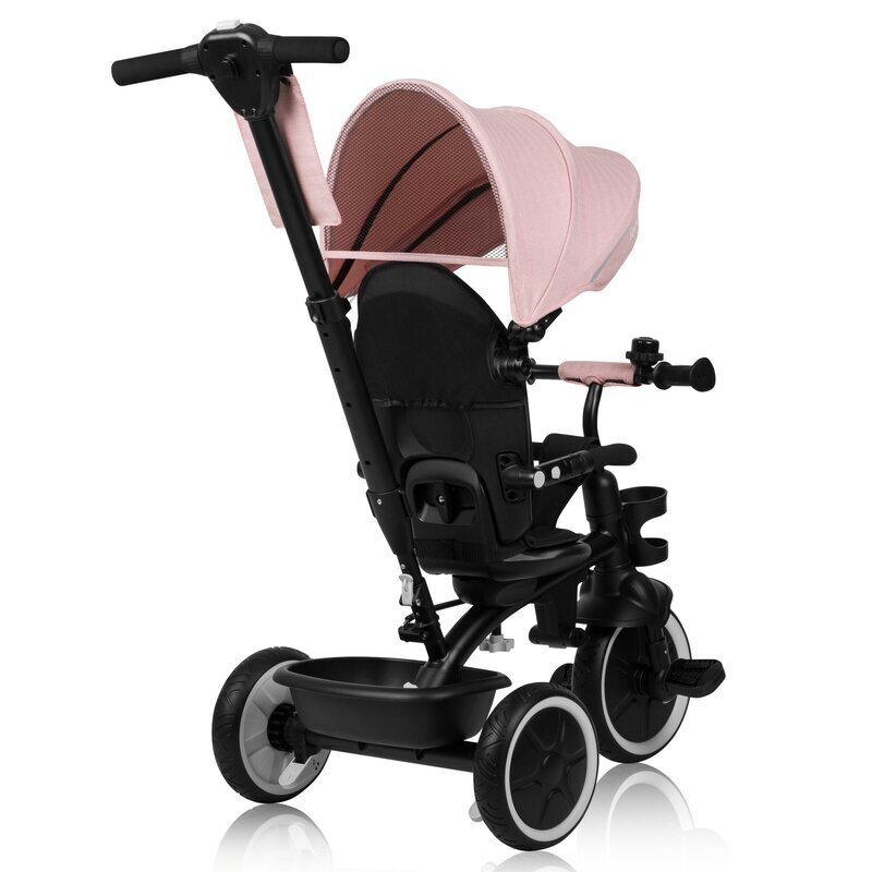 Lionelo Tricicleta pentru copii Berry Roz 2 in 1 multifunctionala rotire 360 grade functie de roata libera utilizare pana la 5 ani constructie din otel conform cu standardul EN71