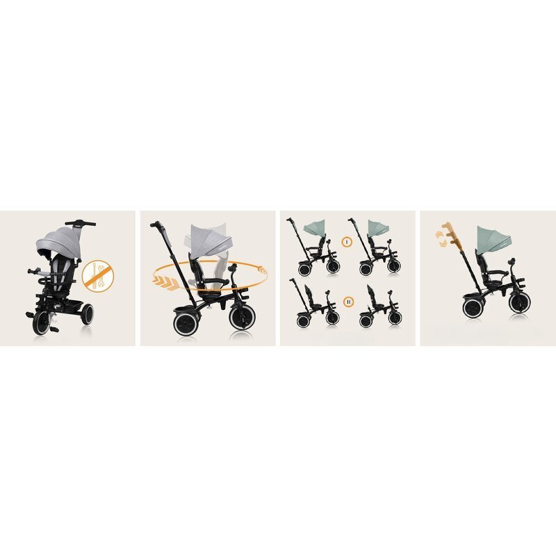 Lionelo Tricicleta pentru copii Berry Roz 2 in 1 multifunctionala rotire 360 grade functie de roata libera utilizare pana la 5 ani constructie din otel conform cu standardul EN71
