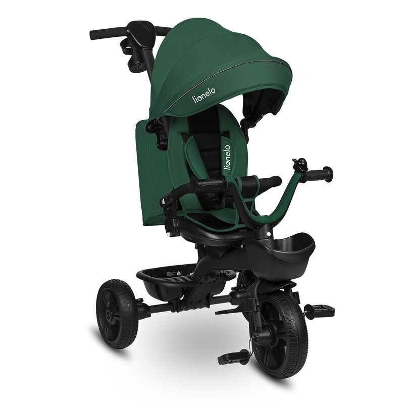 Lionelo Tricicleta pentru copii Kori Green cu scaun reversibil rotire 360 grade ultrapliabila suport de picioare control al directiei scaun reversibil conform cu standardul european de securitate EN71