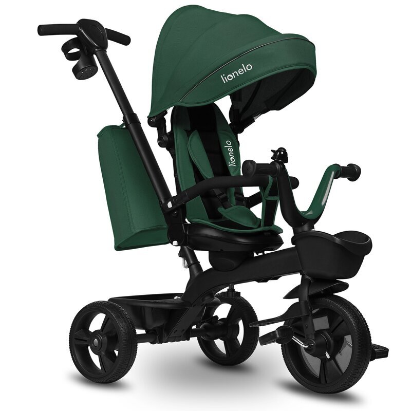 Lionelo Tricicleta pentru copii Kori Green cu scaun reversibil rotire 360 grade ultrapliabila suport de picioare control al directiei scaun reversibil conform cu standardul european de securitate EN71