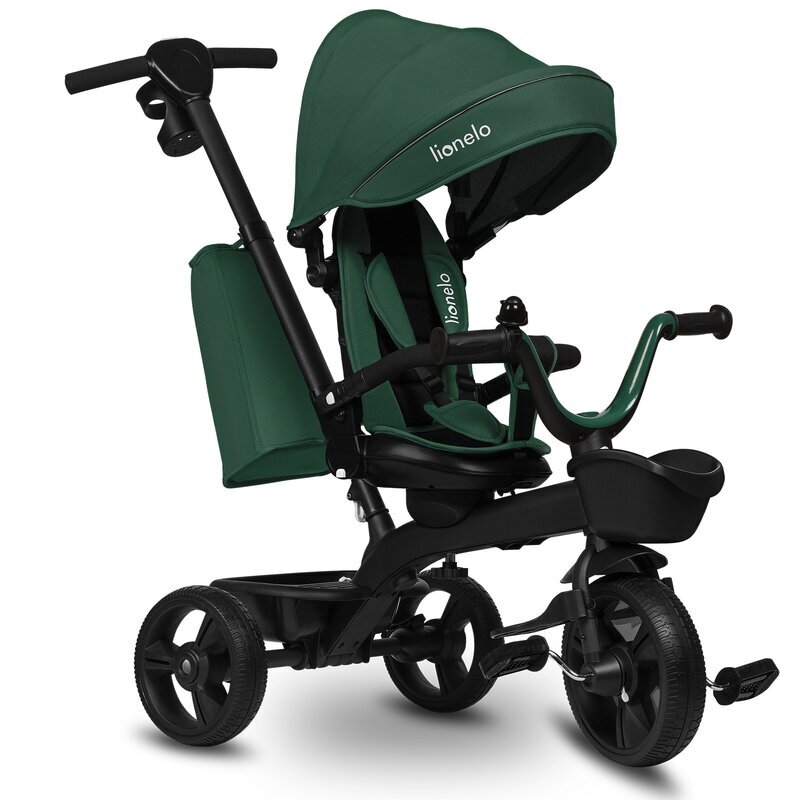 Lionelo Tricicleta pentru copii Kori Green cu scaun reversibil rotire 360 grade ultrapliabila suport de picioare control al directiei scaun reversibil conform cu standardul european de securitate EN71