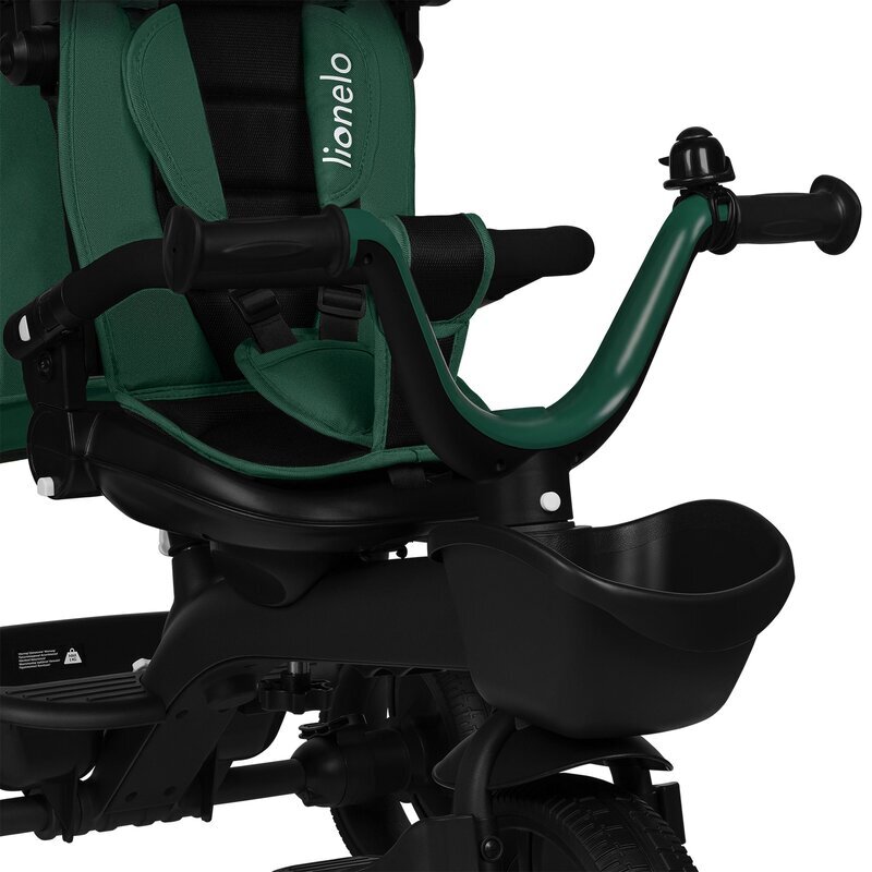 Lionelo Tricicleta pentru copii Kori Green cu scaun reversibil rotire 360 grade ultrapliabila suport de picioare control al directiei scaun reversibil conform cu standardul european de securitate EN71