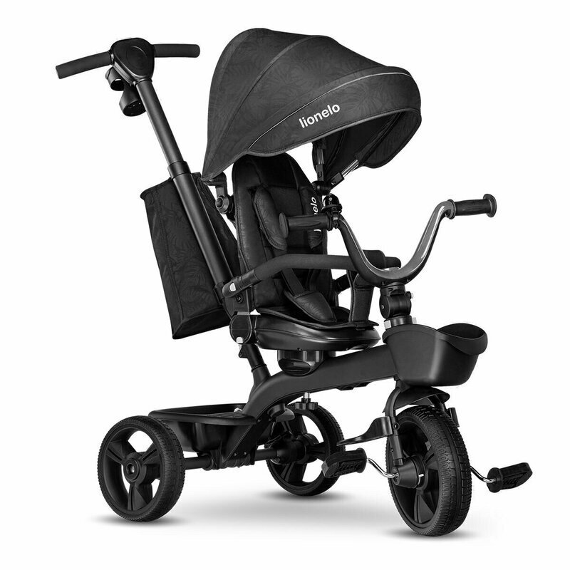 Lionelo Tricicleta pentru copii Kori Grey Stone cu scaun reversibil rotire 360 grade ultrapliabila suport de picioare control al directiei conform cu standardul european de securitate EN71