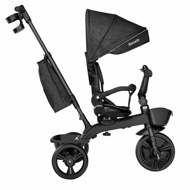 Lionelo Tricicleta pentru copii Kori Grey Stone cu scaun reversibil rotire 360 grade ultrapliabila suport de picioare control al directiei conform cu standardul european de securitate EN71
