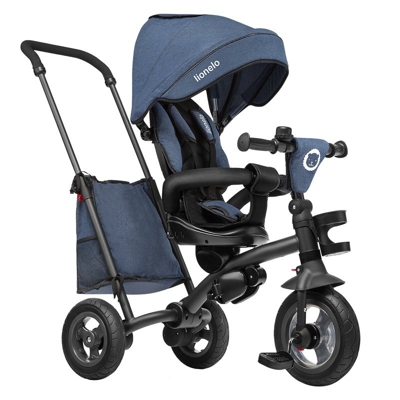 Lionelo Tricicleta pentru copii Tris Albastru Ultrapliabila Multifunctionala Mecanism de pedalare libera Suport picioare Control al directiei Scaun reversibil Rotire 360 grade Conform cu standardul european de securitate EN71
