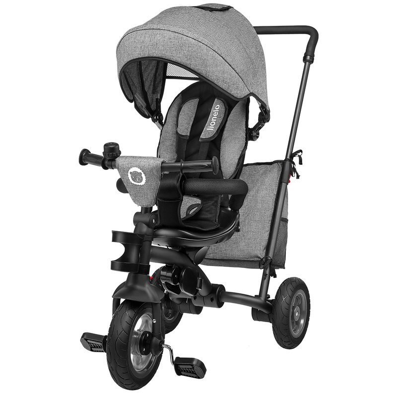 Lionelo Tricicleta pentru copii Tris Gri Ultrapliabila Multifunctionala Mecanism de pedalare libera Suport picioare Control al directiei Scaun reversibil Rotire 360 grade Conform cu standardul european de securitate EN71