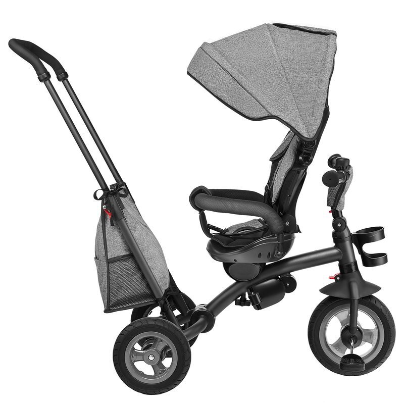Lionelo Tricicleta pentru copii Tris Gri Ultrapliabila Multifunctionala Mecanism de pedalare libera Suport picioare Control al directiei Scaun reversibil Rotire 360 grade Conform cu standardul european de securitate EN71