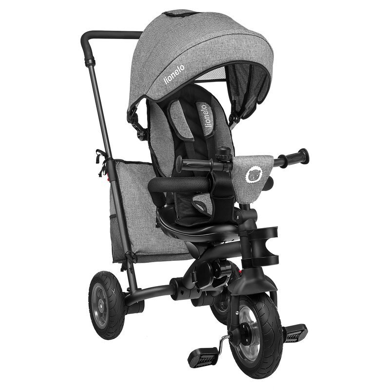 Lionelo Tricicleta pentru copii Tris Gri Ultrapliabila Multifunctionala Mecanism de pedalare libera Suport picioare Control al directiei Scaun reversibil Rotire 360 grade Conform cu standardul european de securitate EN71