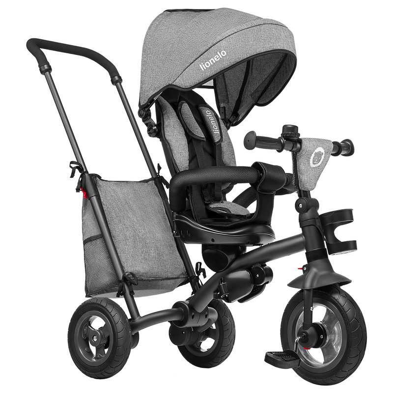 Lionelo Tricicleta pentru copii Tris Gri Ultrapliabila Multifunctionala Mecanism de pedalare libera Suport picioare Control al directiei Scaun reversibil Rotire 360 grade Conform cu standardul european de securitate EN71