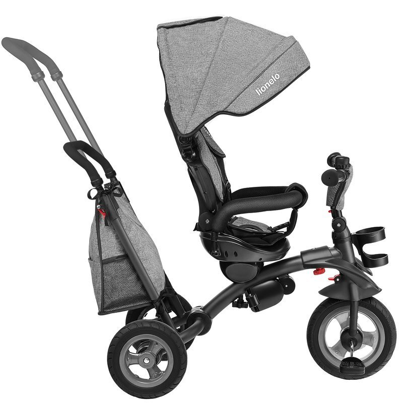 Lionelo Tricicleta pentru copii Tris Gri Ultrapliabila Multifunctionala Mecanism de pedalare libera Suport picioare Control al directiei Scaun reversibil Rotire 360 grade Conform cu standardul european de securitate EN71