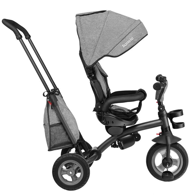 Lionelo Tricicleta pentru copii Tris Gri Ultrapliabila Multifunctionala Mecanism de pedalare libera Suport picioare Control al directiei Scaun reversibil Rotire 360 grade Conform cu standardul european de securitate EN71
