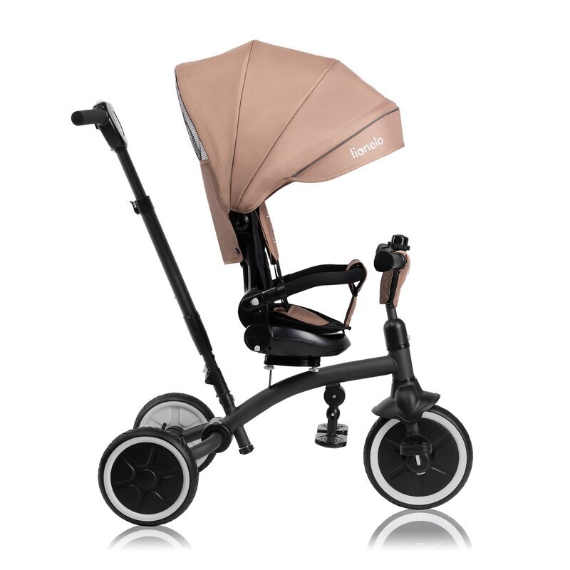 Lionelo Tricicleta pentru copii Tris Plus Bej Ultrapliabila Multifunctionala Pana la 25 kg Inclinare spatar in fata si in spate Suport picioare Control al directiei Scaun reversibil Rotire 360 grade Conform cu EN71