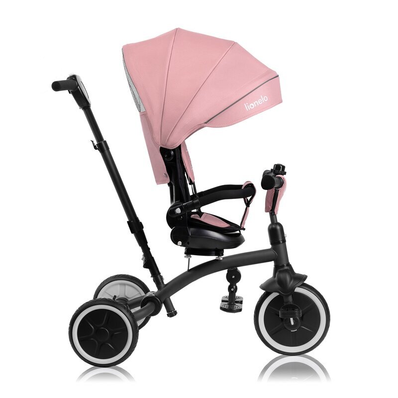 Lionelo Tricicleta pentru copii Tris Plus Roz Ultrapliabila Multifunctionala Pana la 25 kg Inclinare spatar in fata si in spate Suport picioare Control al directiei Scaun reversibil Rotire 360 grade Conform cu EN71
