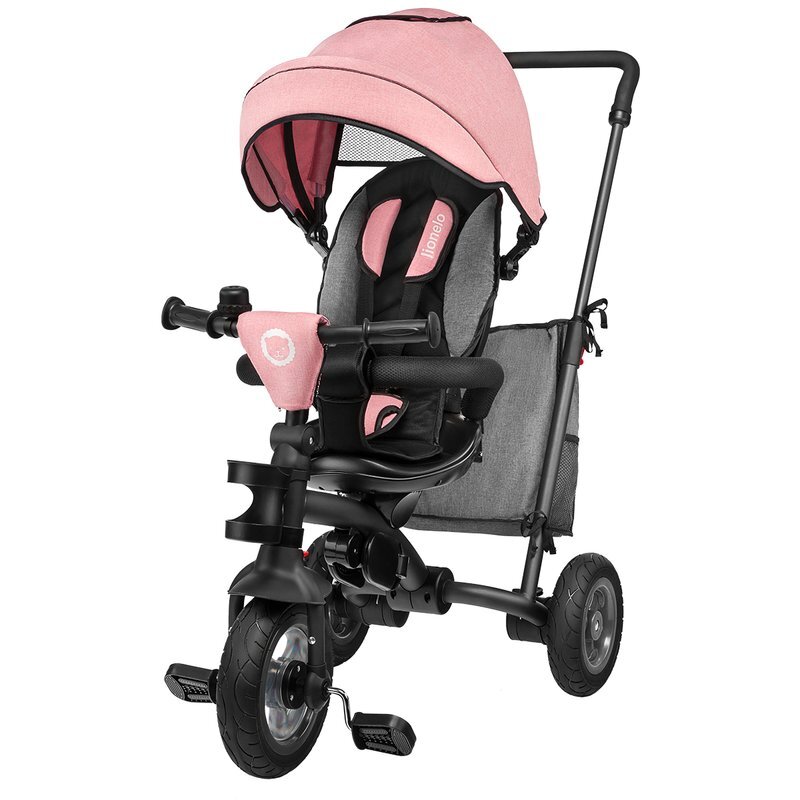 Lionelo Tricicleta pentru copii Tris RozGri Ultrapliabila Multifunctionala Mecanism de pedalare libera Suport picioare Control al directiei Scaun reversibil Rotire 360 grade Conform cu standardul european de securitate EN71
