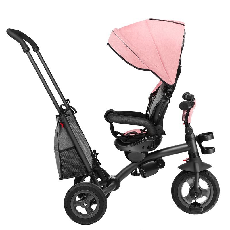 Lionelo Tricicleta pentru copii Tris RozGri Ultrapliabila Multifunctionala Mecanism de pedalare libera Suport picioare Control al directiei Scaun reversibil Rotire 360 grade Conform cu standardul european de securitate EN71