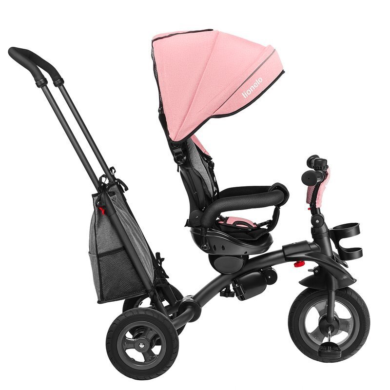 Lionelo Tricicleta pentru copii Tris RozGri Ultrapliabila Multifunctionala Mecanism de pedalare libera Suport picioare Control al directiei Scaun reversibil Rotire 360 grade Conform cu standardul european de securitate EN71