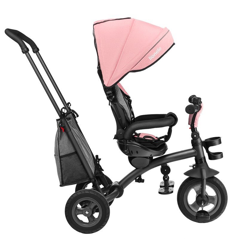 Lionelo Tricicleta pentru copii Tris RozGri Ultrapliabila Multifunctionala Mecanism de pedalare libera Suport picioare Control al directiei Scaun reversibil Rotire 360 grade Conform cu standardul european de securitate EN71