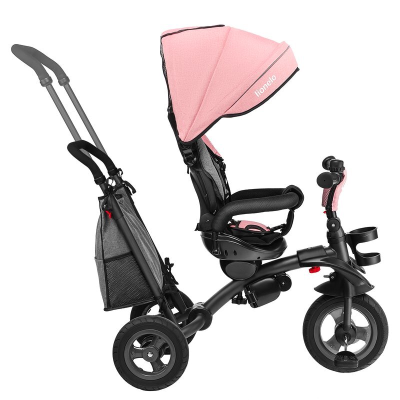 Lionelo Tricicleta pentru copii Tris RozGri Ultrapliabila Multifunctionala Mecanism de pedalare libera Suport picioare Control al directiei Scaun reversibil Rotire 360 grade Conform cu standardul european de securitate EN71
