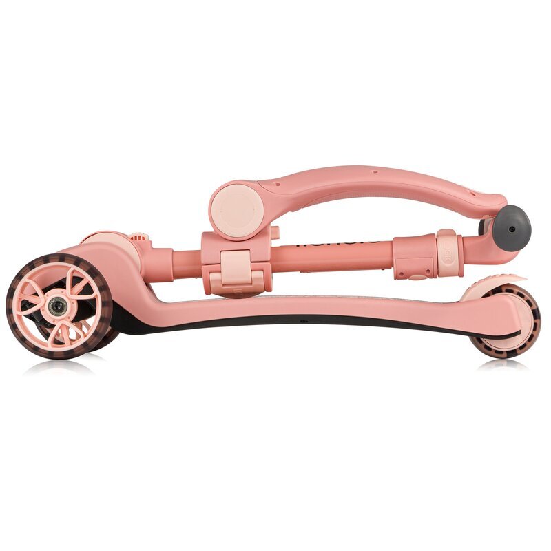 Lionelo Trotineta Franky roz cu 3 roti LED multifunctionala pliabila scaun reglabil si detasabil ghidon reglabil greutate suportata 50 kg