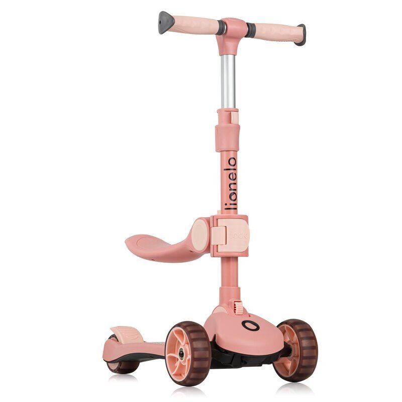 Lionelo Trotineta Franky roz cu 3 roti LED multifunctionala pliabila scaun reglabil si detasabil ghidon reglabil greutate suportata 50 kg