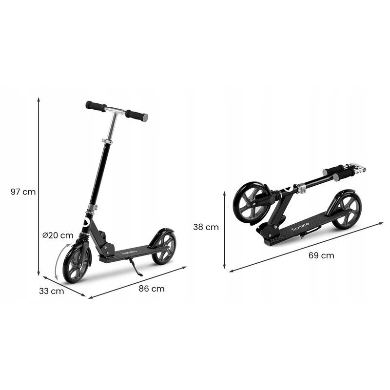 Lionelo Trotineta Luca pliabila negru ghidon reglabil pliabila platforma antiderapanta cric greutate suportata 100 kg