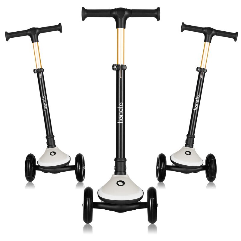 Lionelo Trotineta pentru copii Mey Bej ultrapliabila cu lumini si cosulet maner ajustabil pe inaltime 3 ani+ pana la 50 kg ultra usor 2.8 kg conform cu standardul EN71-123 certificata Intertek
