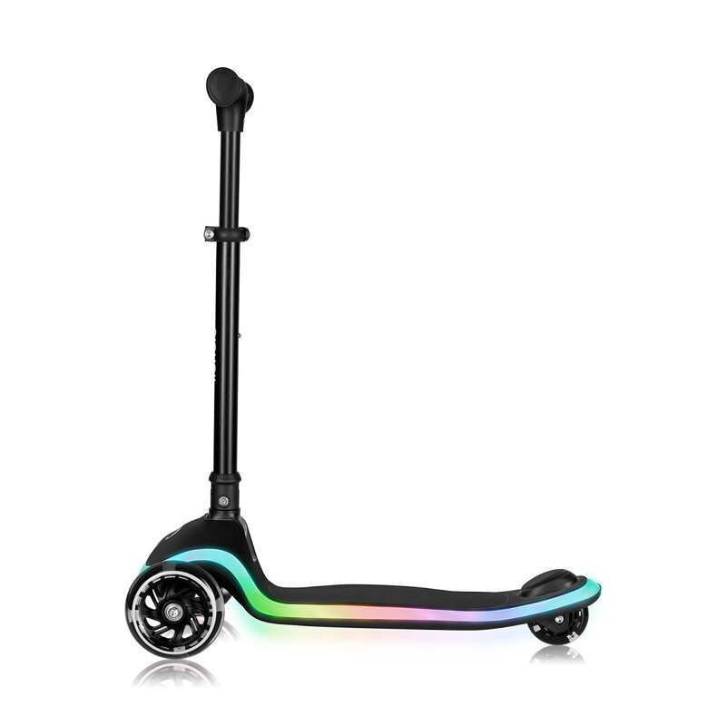 Lionelo Trotineta pentru copii Mey Negru ultrapliabila cu lumini si cosulet maner ajustabil pe inaltime 3 ani+ pana la 50 kg ultra usor 2.8 kg conform cu standardul EN71-123 certificata Intertek