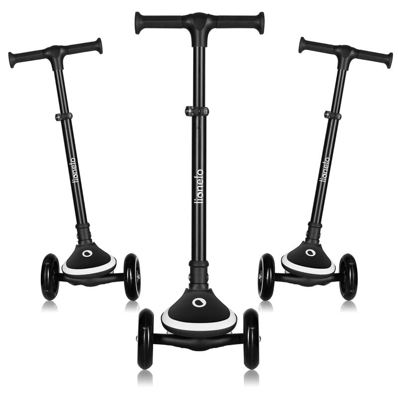 Lionelo Trotineta pentru copii Mey Negru ultrapliabila cu lumini si cosulet maner ajustabil pe inaltime 3 ani+ pana la 50 kg ultra usor 2.8 kg conform cu standardul EN71-123 certificata Intertek
